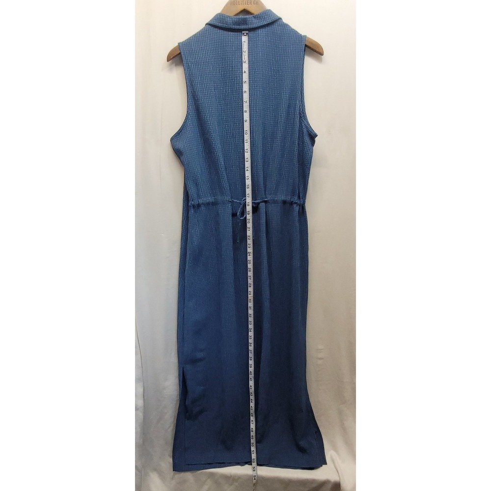 Tallbots Sleeveless Button Shirt Dress Collar Sz 14 Blue Maxi Tie Back USA NWT - Picture 11 of 13